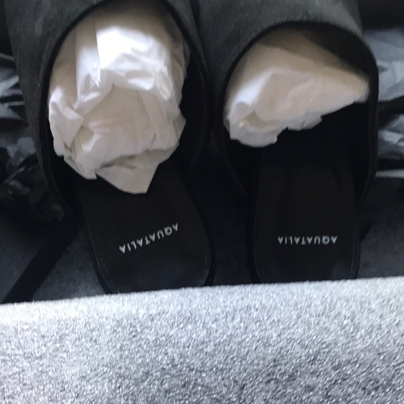 NIB Aquatalia Kayla Weatherproof Suede Sandal Black 6 Pristine Condition - Picture 9 of 12